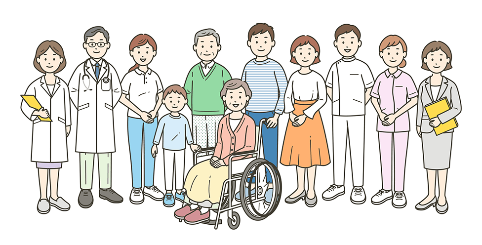 施設に入居している人と施設看護師の画像