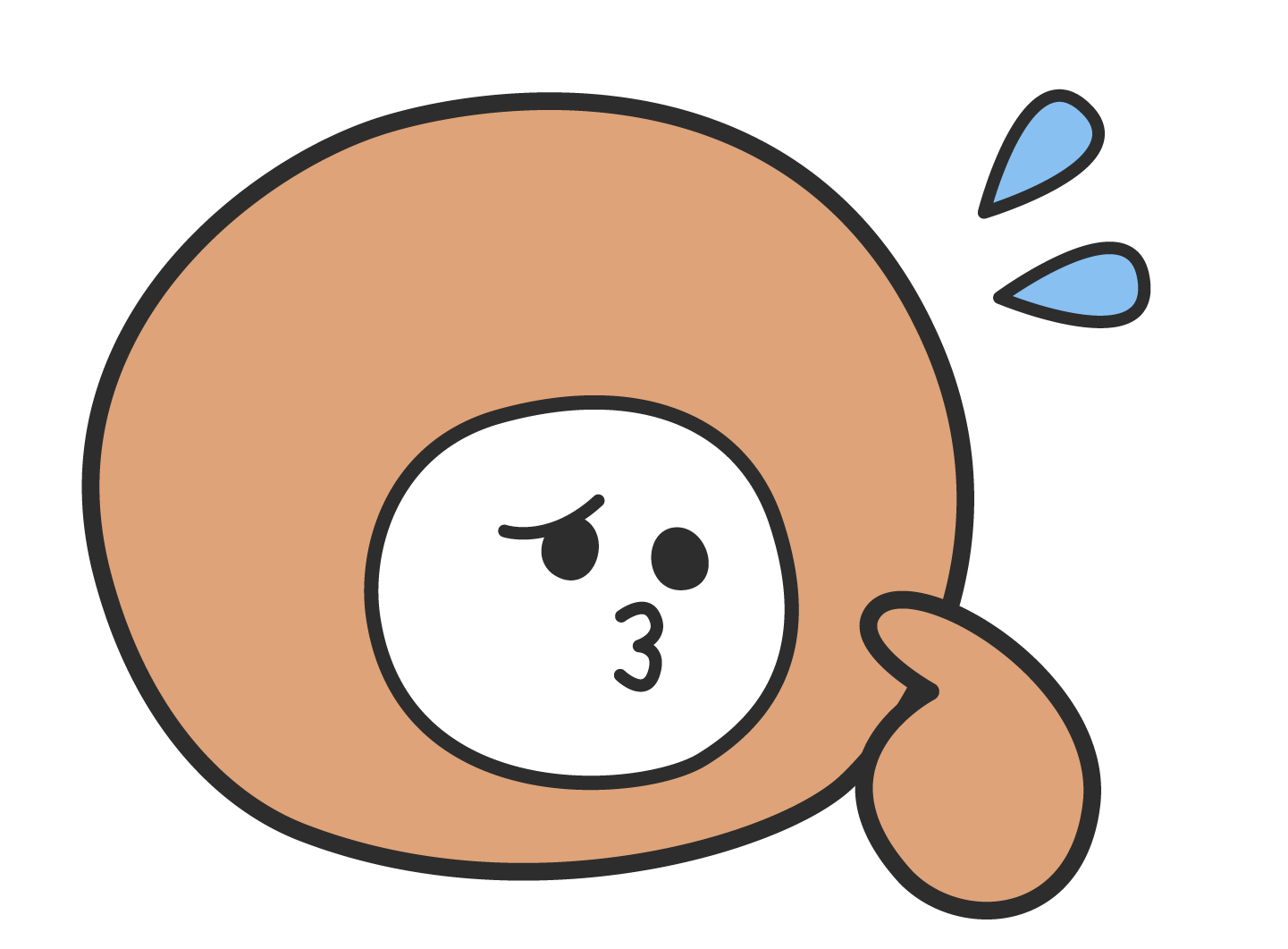 悩んでいる丸い妖精
