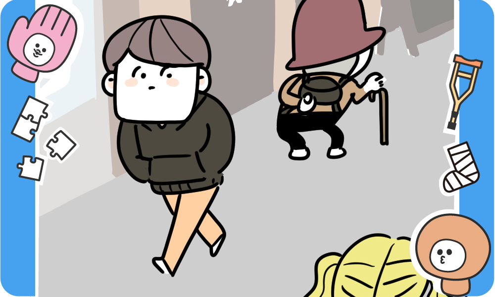 休日も人の姿勢や歩き方を観察してしまう理学療法士の4コマ漫画のアイキャッチ画像