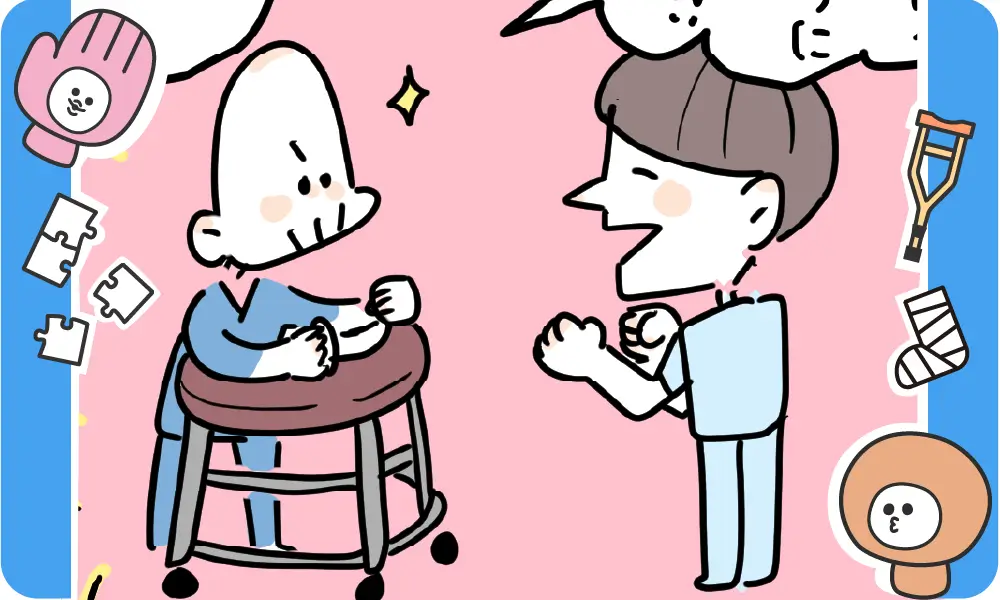 患者さんと家族の気持ちの間で板挟みになるPTOTSTあるある4コマ漫画のアイキャッチ画像